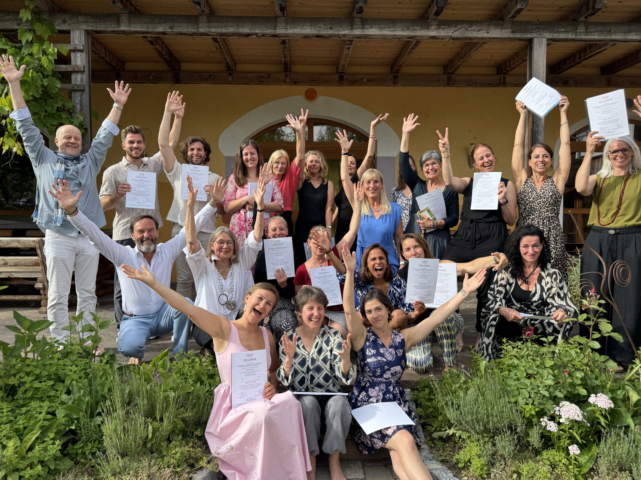 Abschlussklasse Gruppe 20 der Yogalehrerausbildung im Mandiram